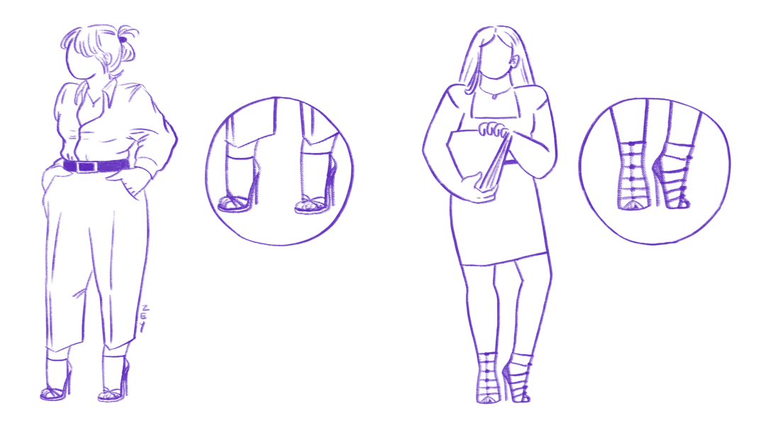 Picking the right shoes for your character design: High Heels and Dress Shoes