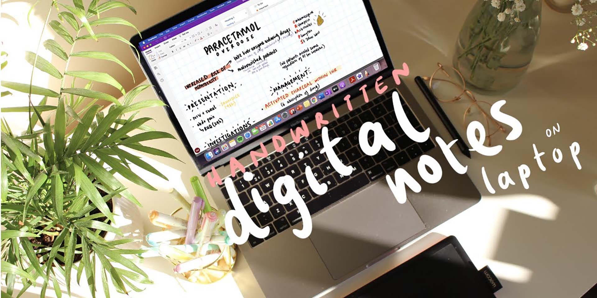 Taking notes with Wacom tablet feature
