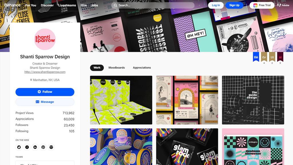 exemplo de portfólio de Shanti Sparrow exemplo de portfólio de Shanti Sparrow